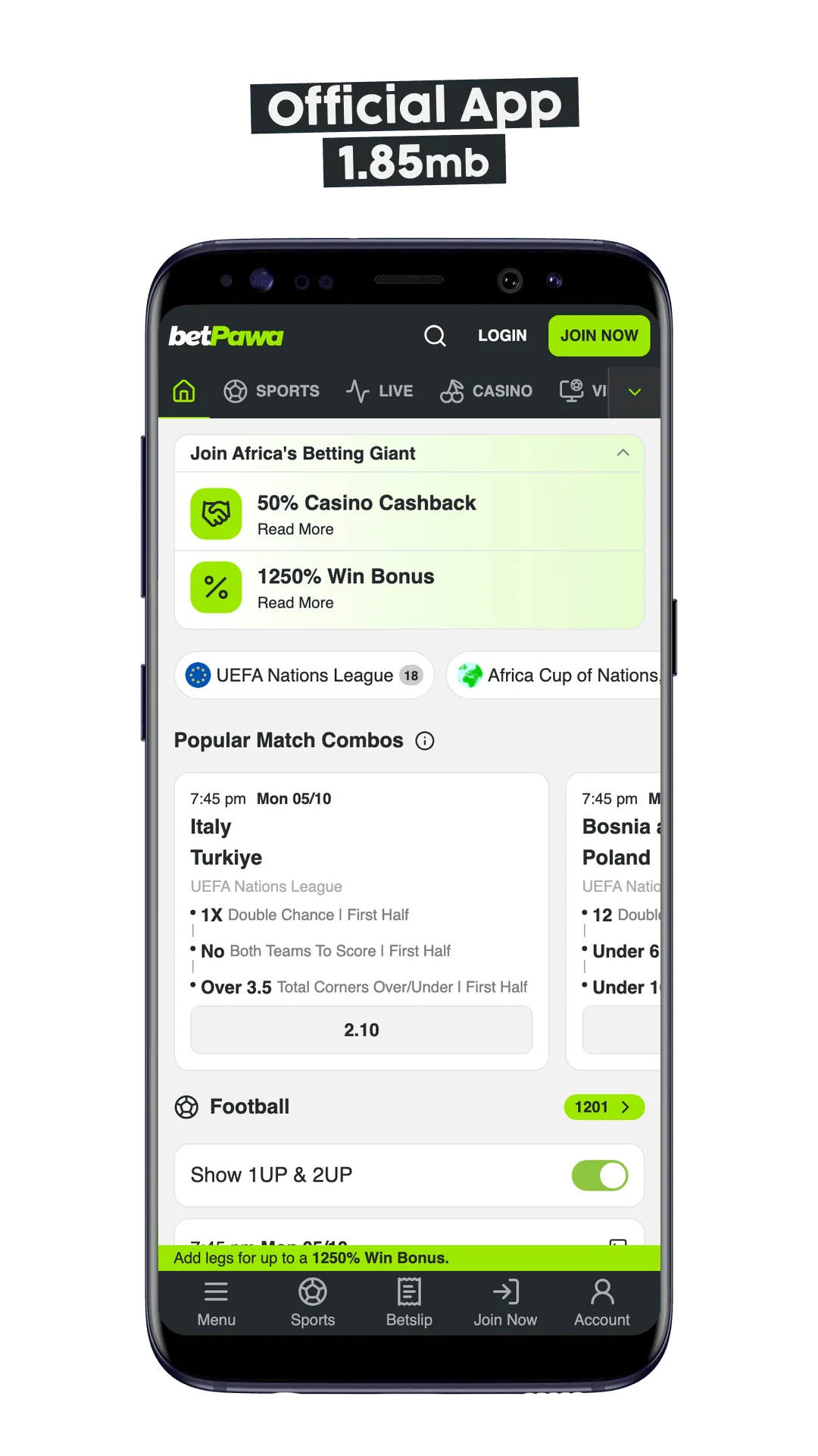 betPawa mobile app screenshot